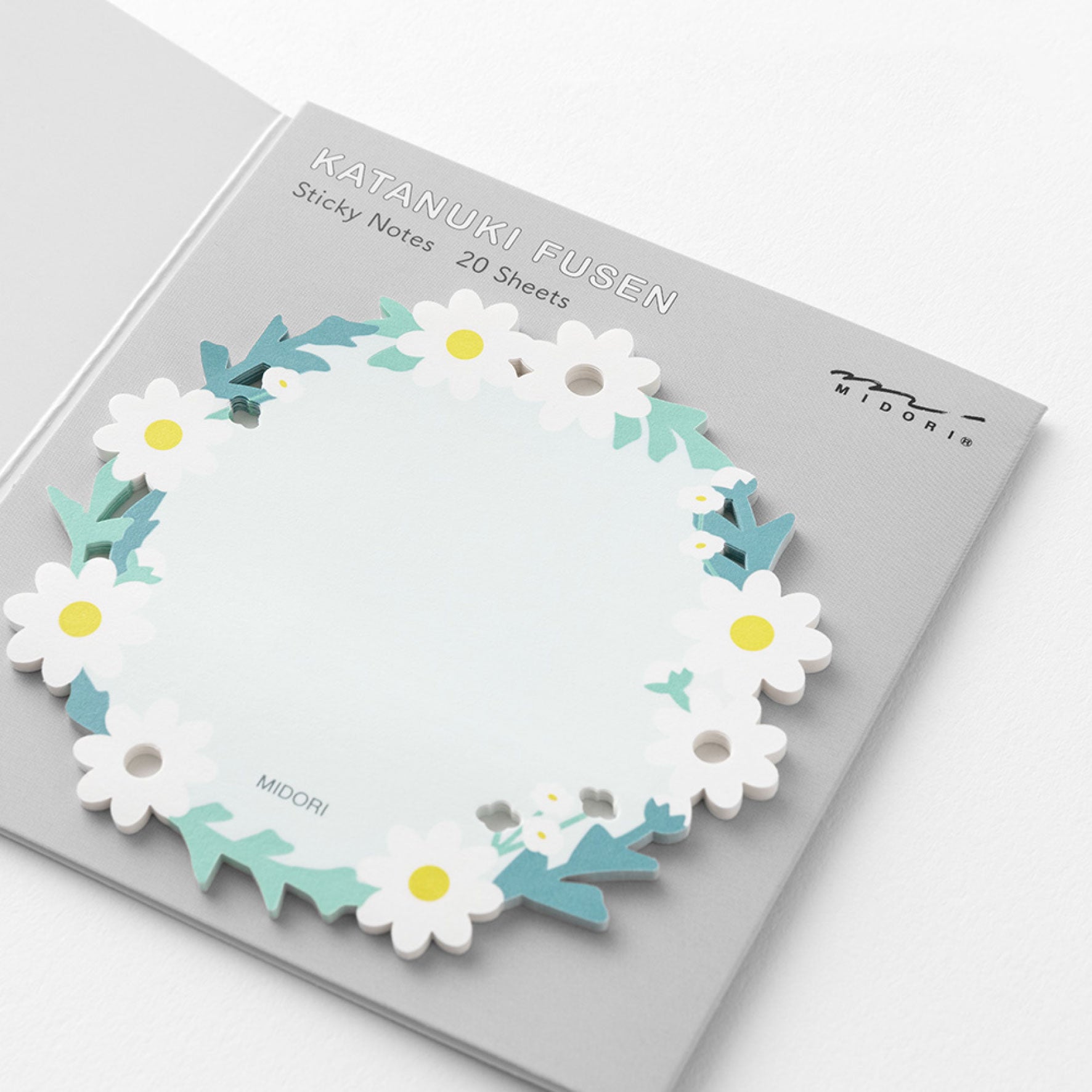Midori - Notepad - Sticky Notes - Die-Cut - White Wreath