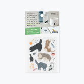 Sheet of Midori glossy transfer stickers featuring motifs of cats playing