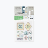Sheet of Midori glossy transfer stickers featuring vintage inspired flower motifs