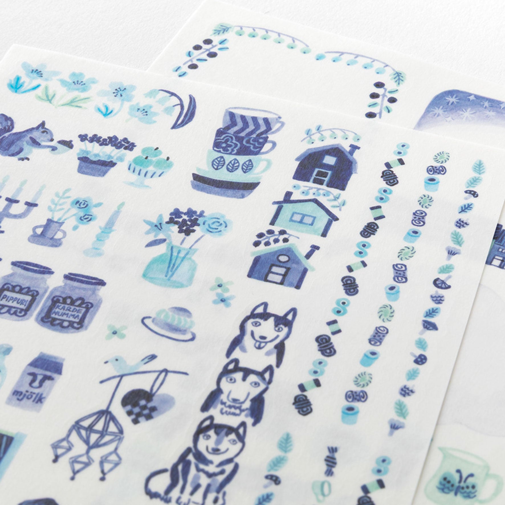 Midori - Planner Sticker - Yuru Log - Blue Nordic (2 Sheets)