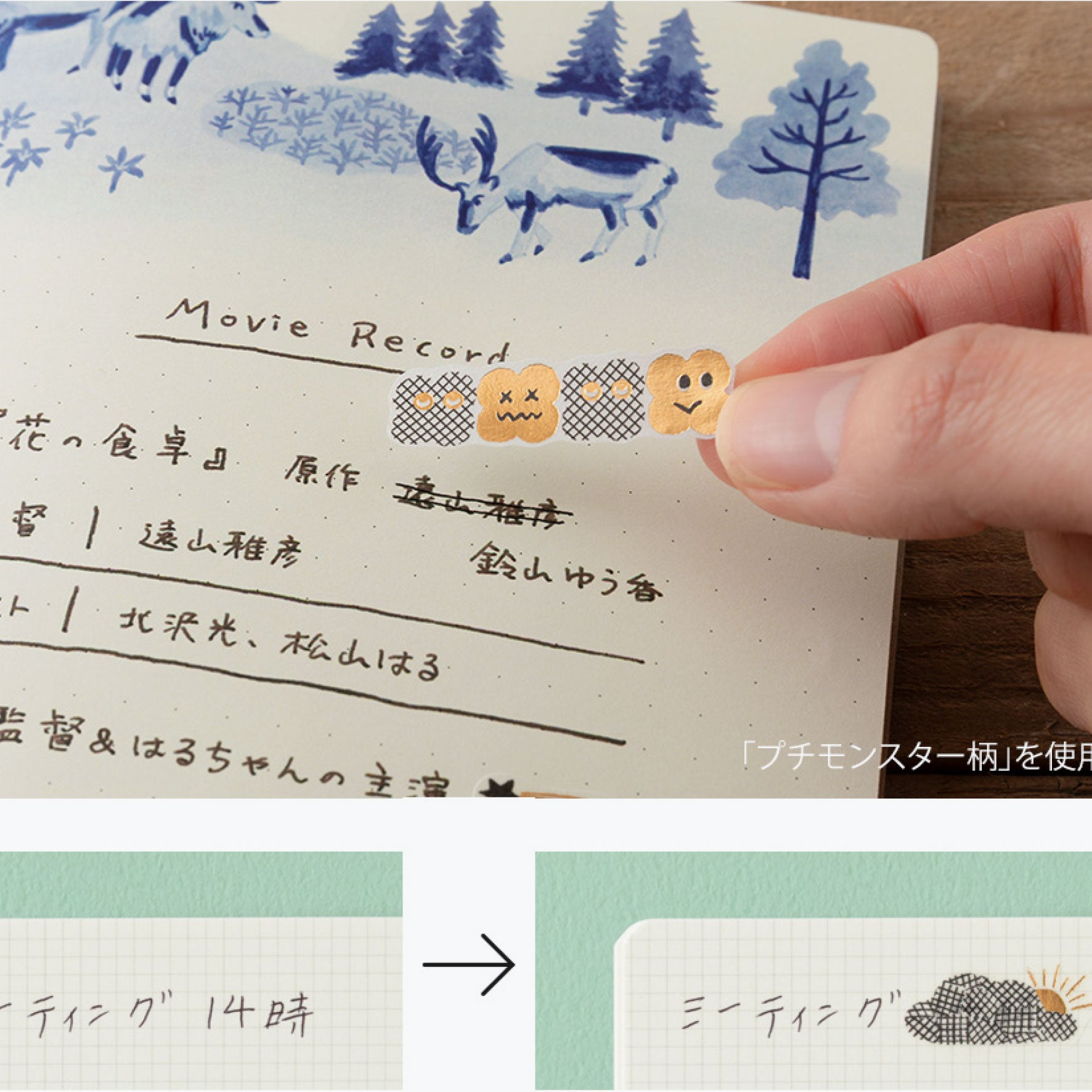 Midori - Planner Sticker - Yuru Log - Camouflage Forest (1 Sheet)
