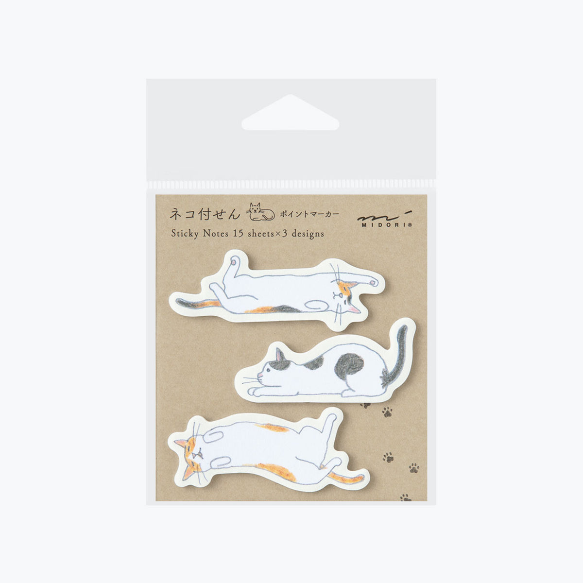 Midori sticky notes in shapes of stretching cats