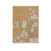 Typoflora greeting card featuring flannel flowers printed on the front