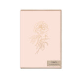 Blush colour Typoflora card with gold foling peony outline design