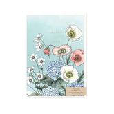 Pale blue typoflora card with flowers and a 'Thanks so much' message