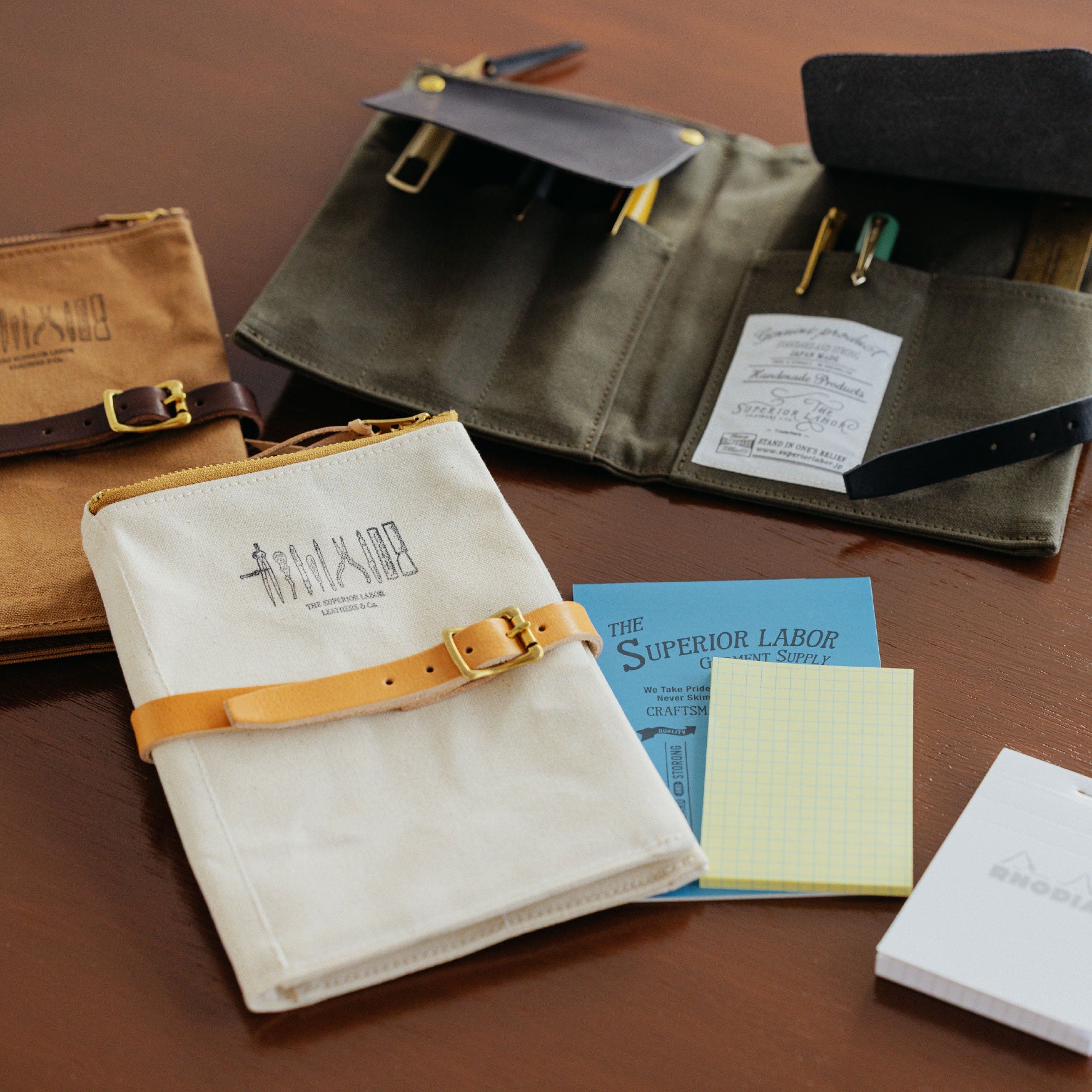The Superior Labor - Pen Case - Paraffin Canvas - Khaki
