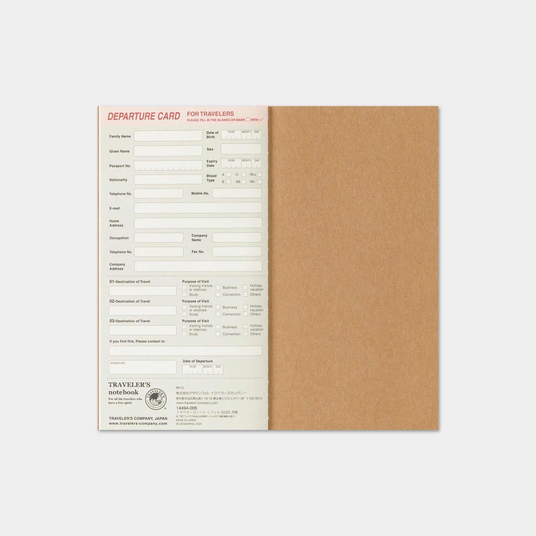 Traveler's Company - 2026 Diary - Insert - Regular - Monthly