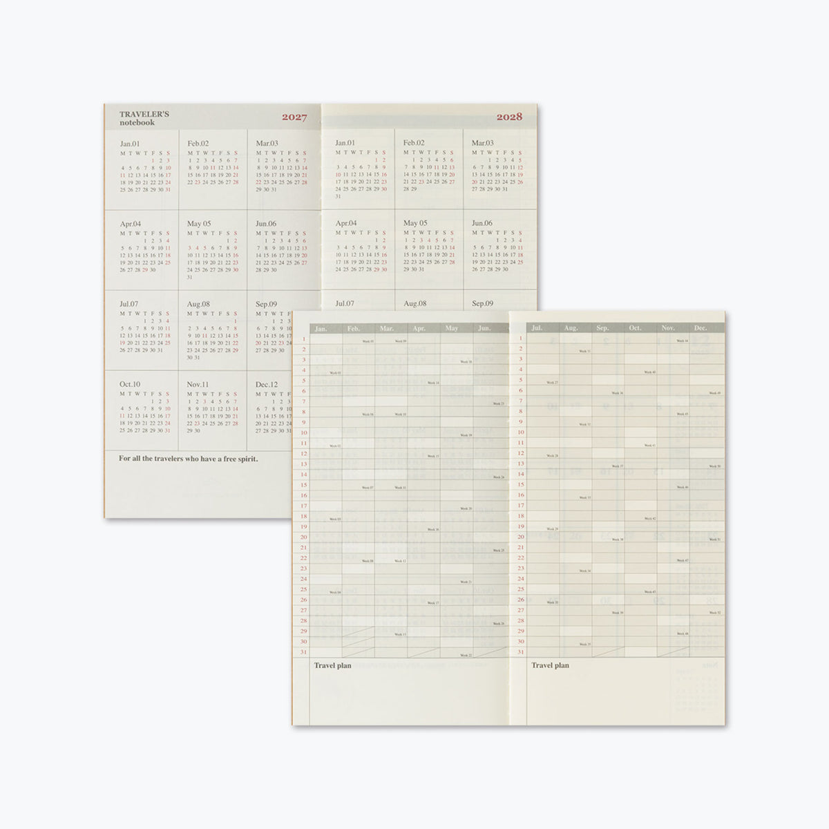 Traveler's Company - 2027 Diary - Insert - Regular - Monthly