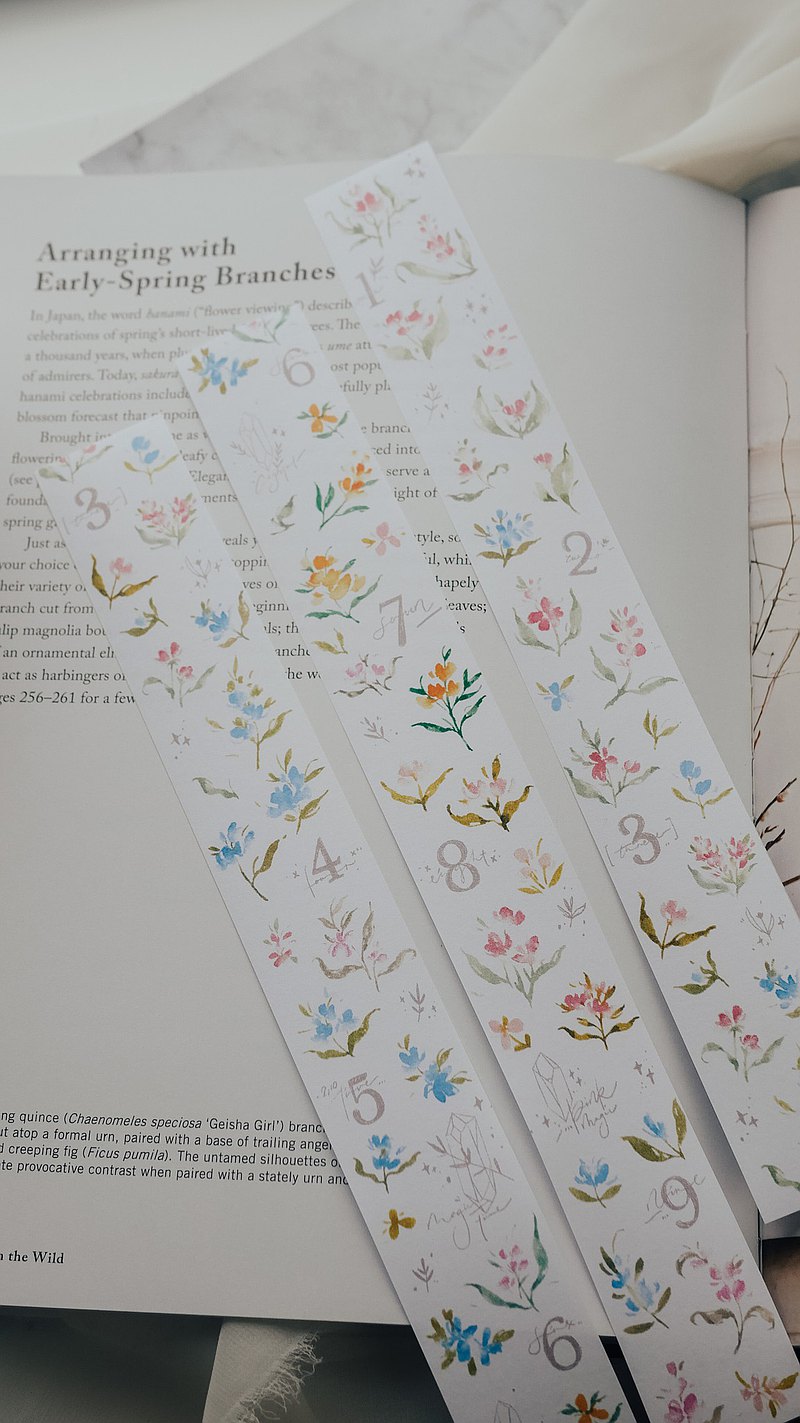 Meow Illustration - Washi Tape - Magic Flowers