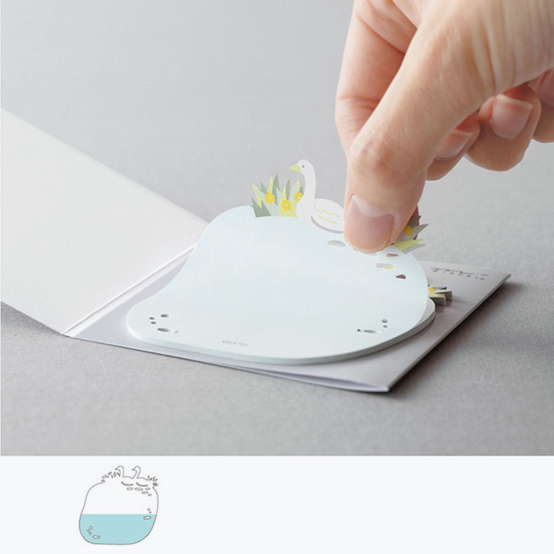 Midori - Notepad - Sticky Notes - Die-Cut - Swans <Outgoing>