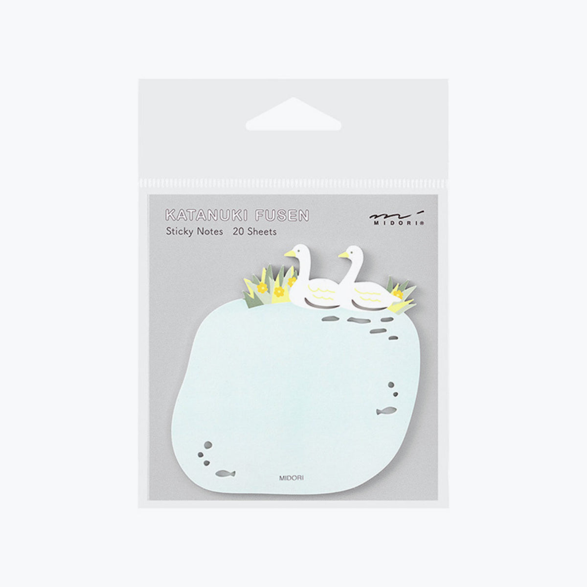 Midori sticky pads with die-cut swans and flowers as decoration