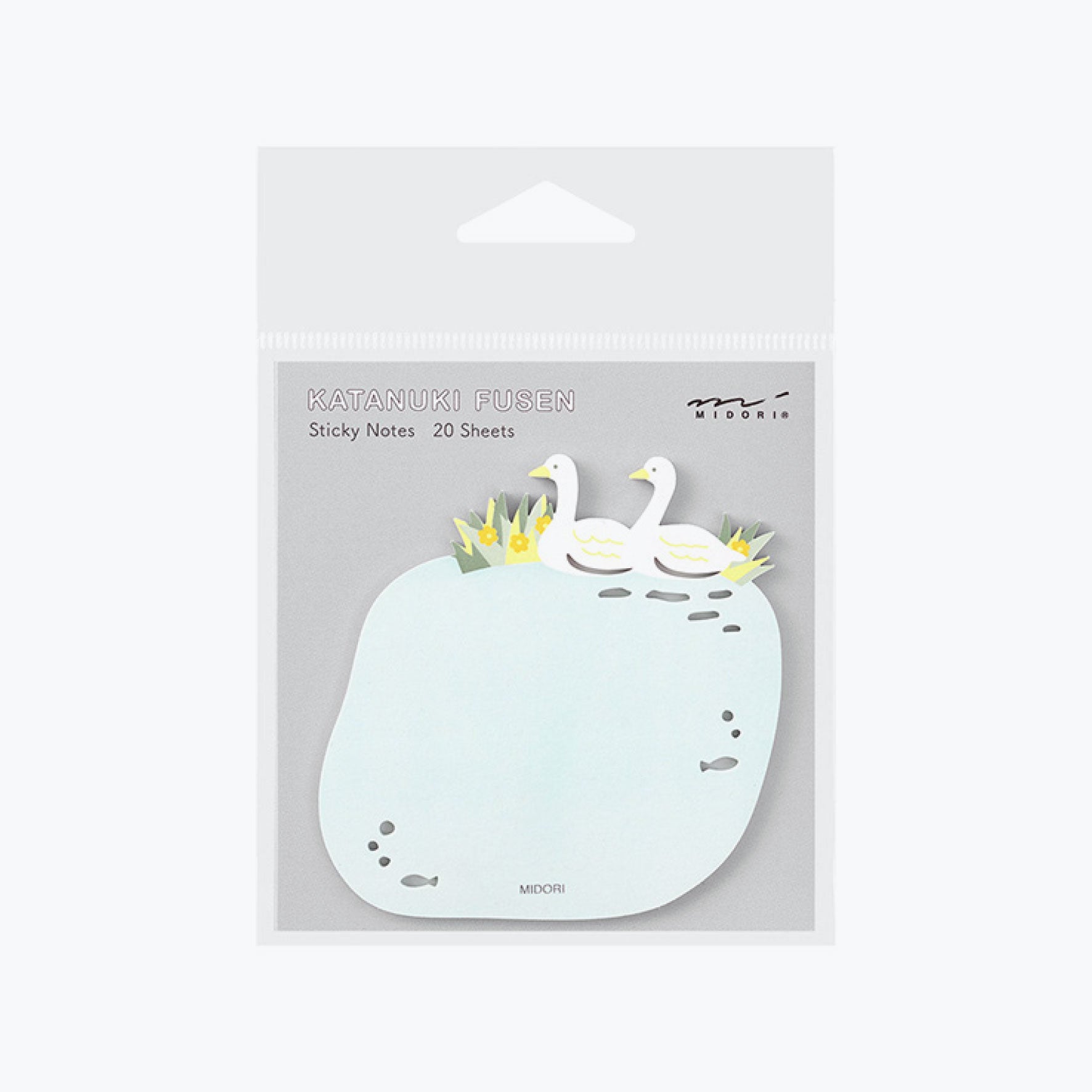 Midori sticky pads with die-cut swans and flowers as decoration