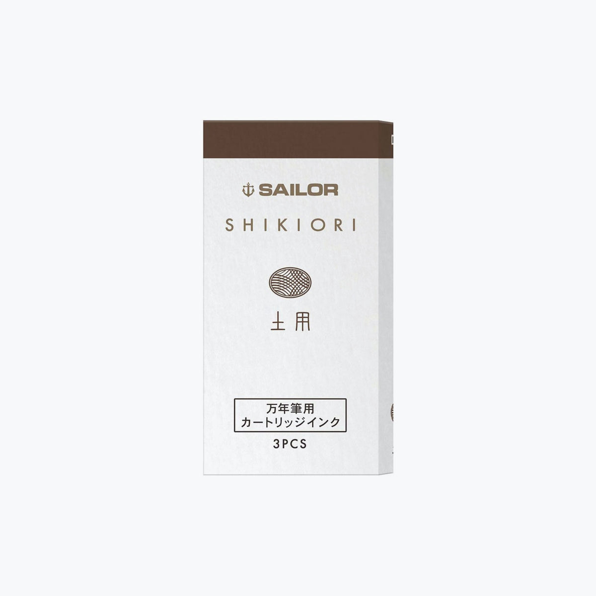 Front of the box of Sailor Shikiori Doyou brown fountain pen ink cartridges