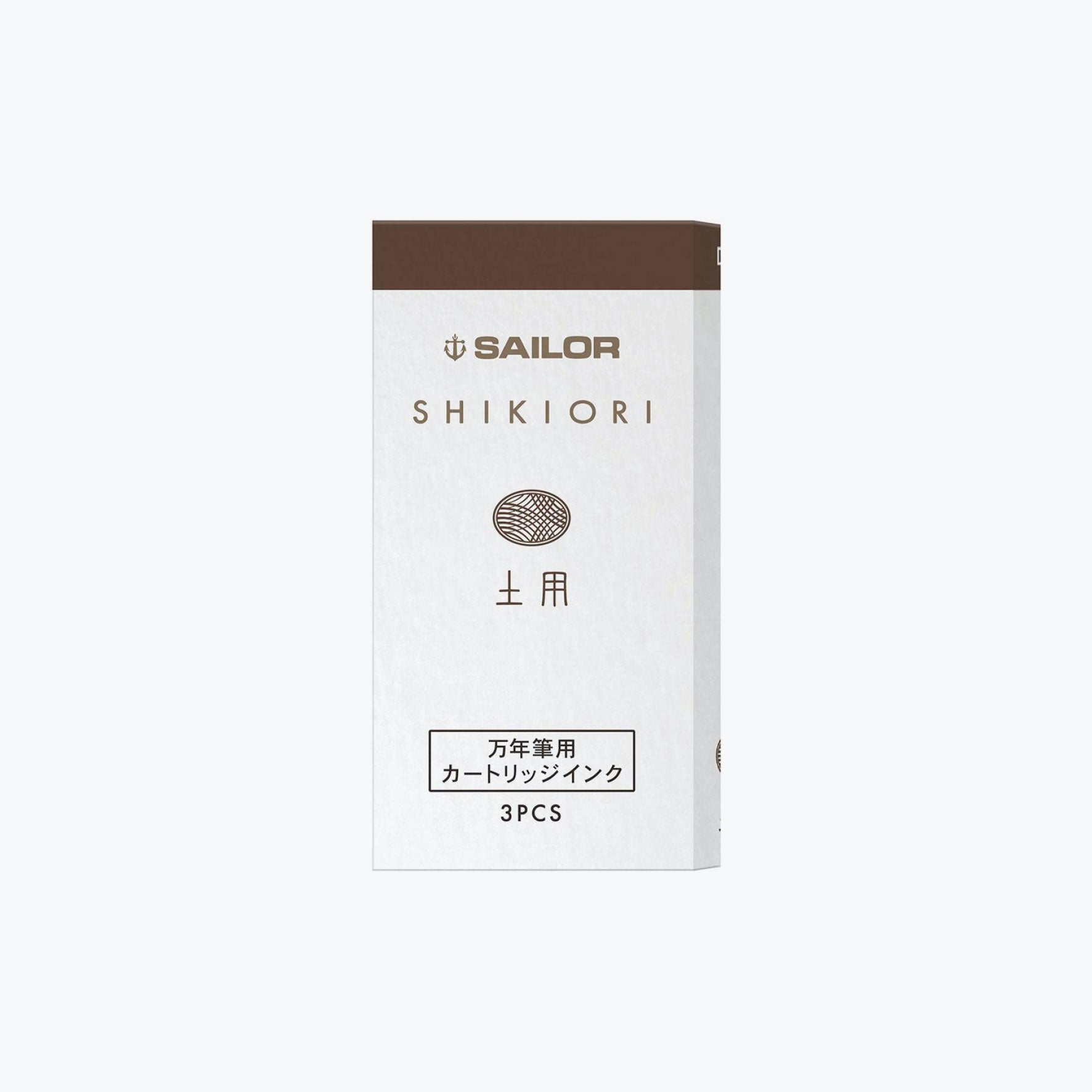 Front of the box of Sailor Shikiori Doyou brown fountain pen ink cartridges