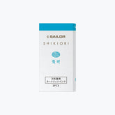 Fron of the box of Sailor Shikiori Yuki Akari bright blue fountain pen ink cartridges