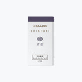 Front of the box of Sailor Shikiori Chu Shu purple-grey fountain pen ink catridges