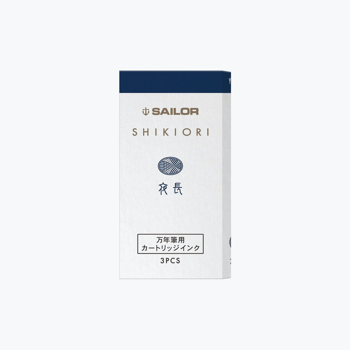 Front of the box of Sailor Shikiori Yonaga deep blue fountain pen ink cartridges