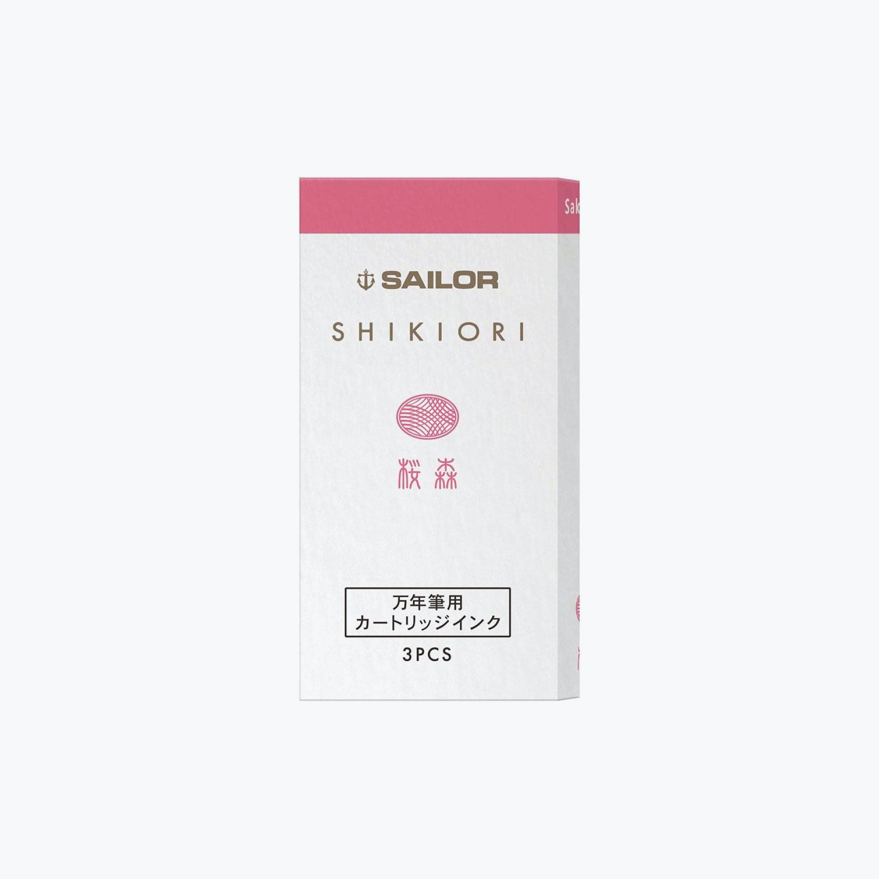 Front of the box of Sailor Shikiori Sakura mori pink fountain pen ink cartridges