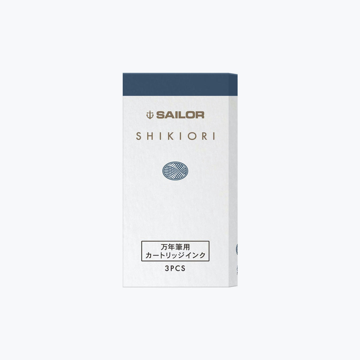 Sailor Shikiori fountain pen ink cartridge in Tama-tebako, a deep blue colour, presented in a box