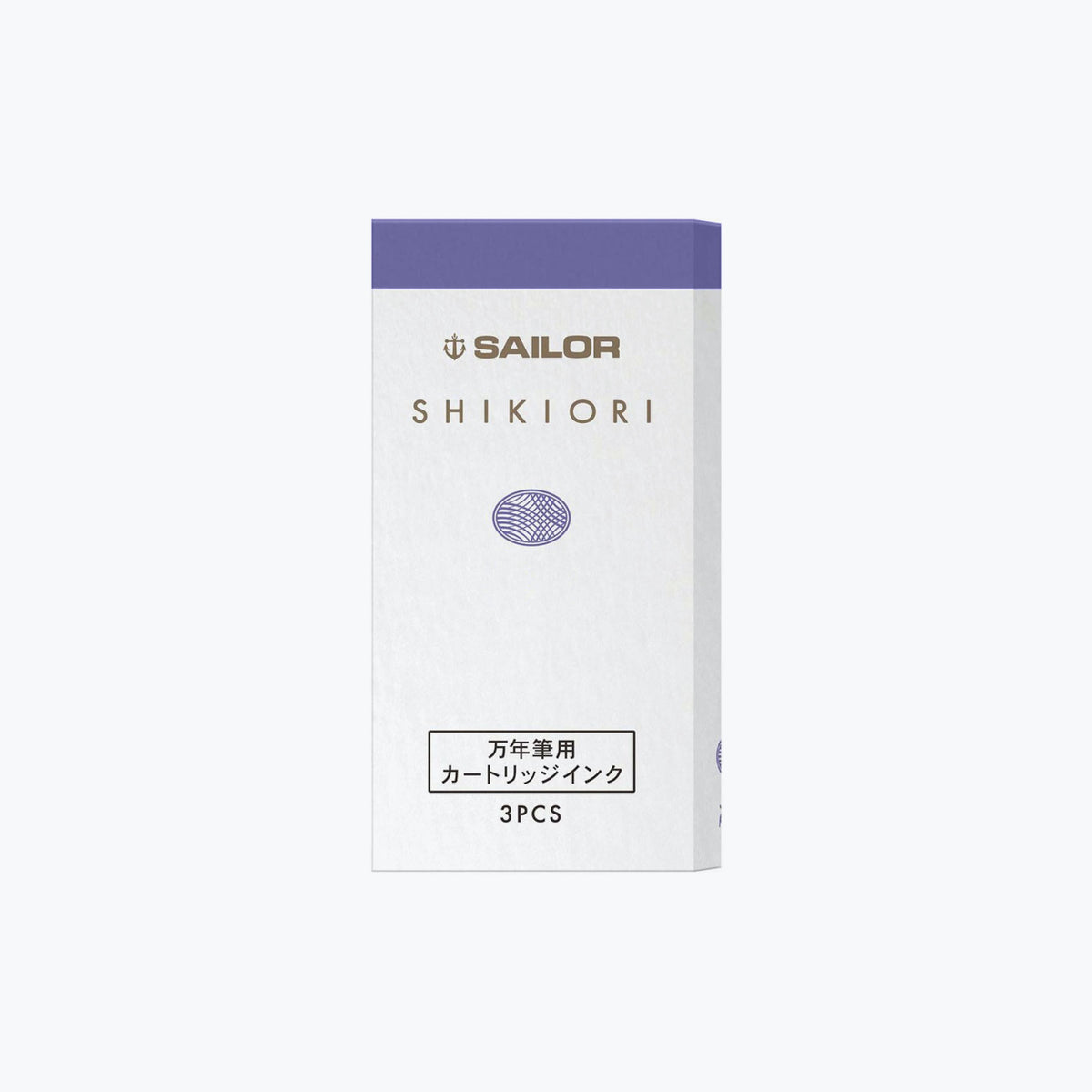 Sailor Shikiori fountain pen ink cartridge in Potsupotsu purple colour, presented in a box