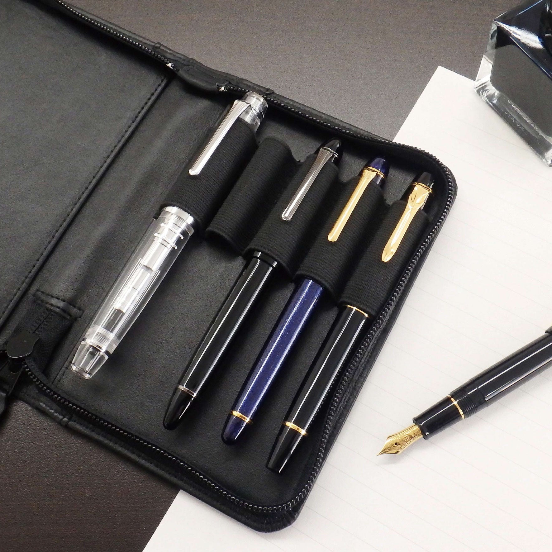 Sailor - Pen Case - Leather - 5 Slot - Black <Outgoing>
