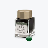 Sailor Shikiori Tokiwa Matsu medium green fountain pen ink in a glass bottle