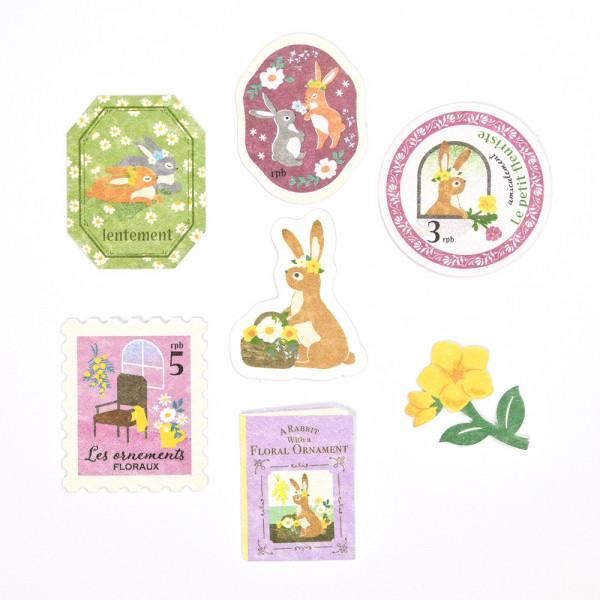 NB Japan - Flake Stickers - Ressa - Rabbit With Flowers