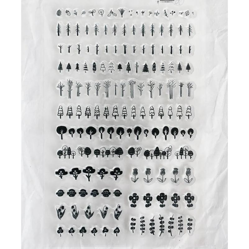 LCN Design Studio - Stamp - Clear - Trees And Flowers