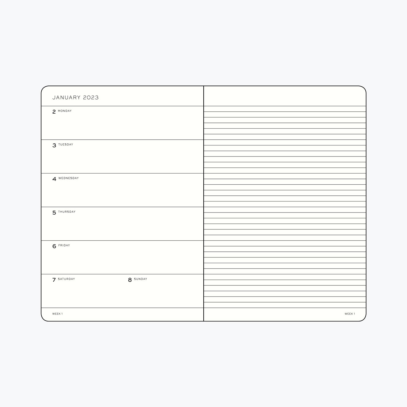 Leuchtturm1917 - 2025 Diary - Weekly Notebook - A5 - Black (Hard)