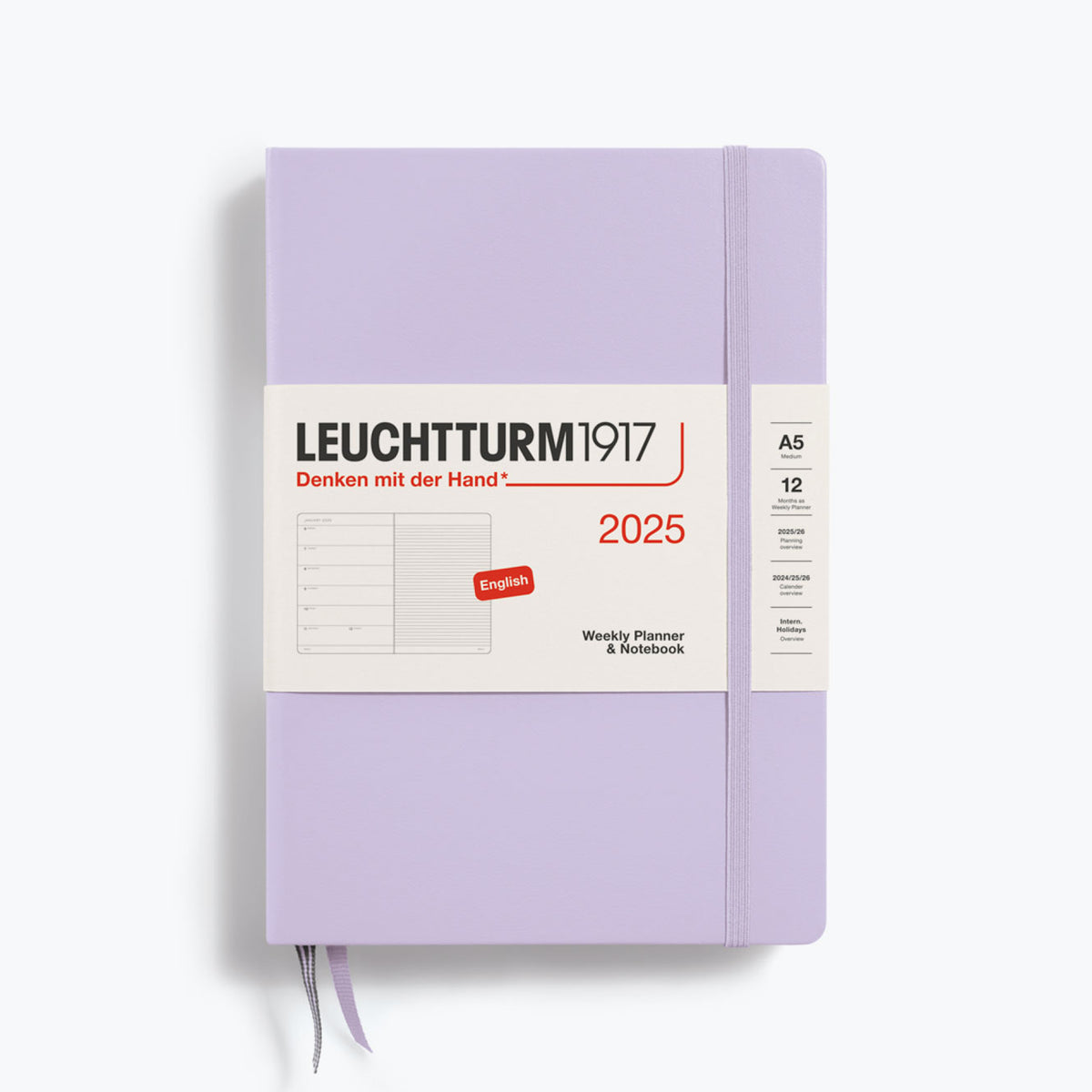 Leuchtturm1917 - 2025 Diary - Weekly Notebook - A5 - Lilac (Hard)