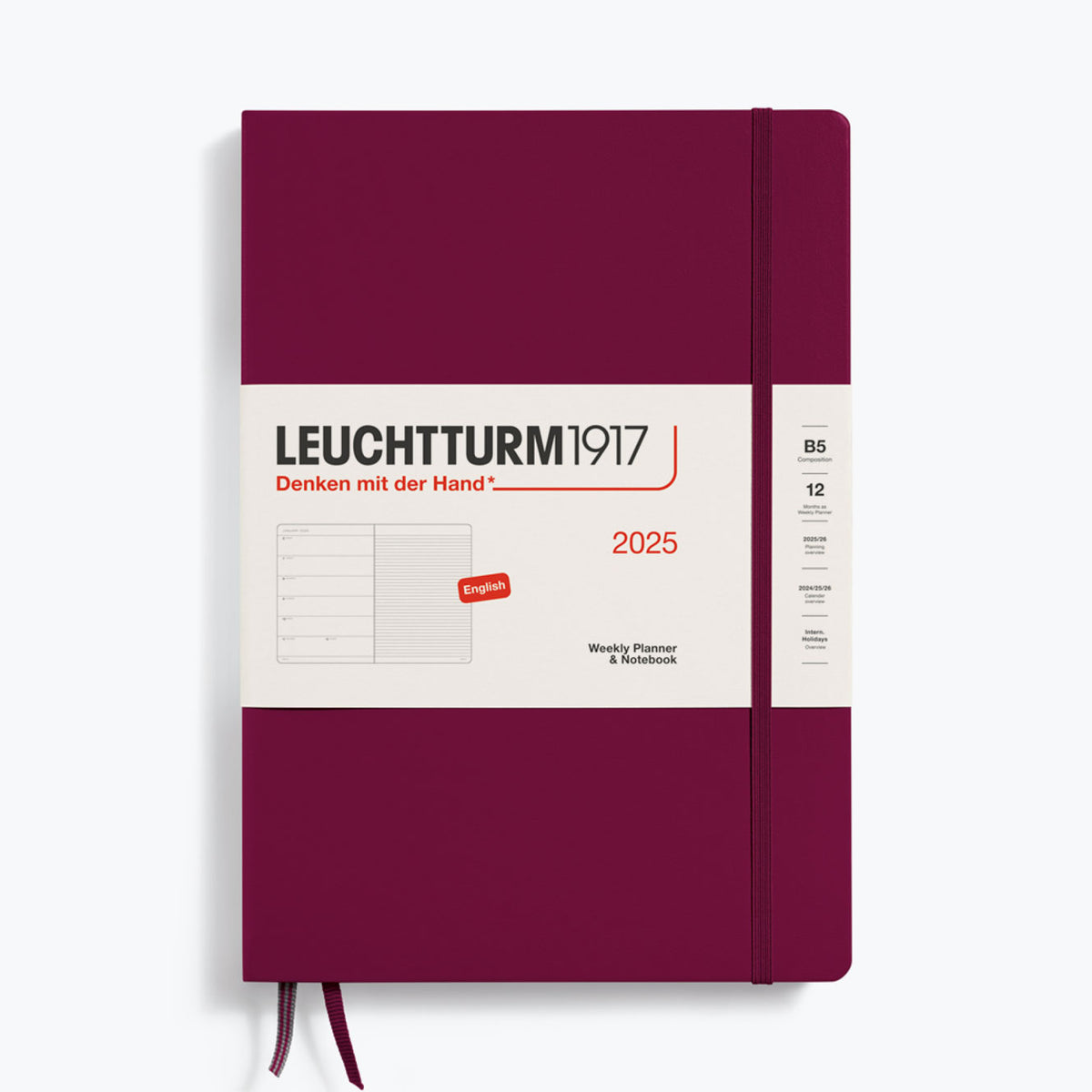 Leuchtturm1917 - 2025 Diary - Weekly Notebook - B5 - Port Red