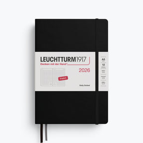 Front of the Leuchtturm1917 a5 daily dotted 2026 diary in black