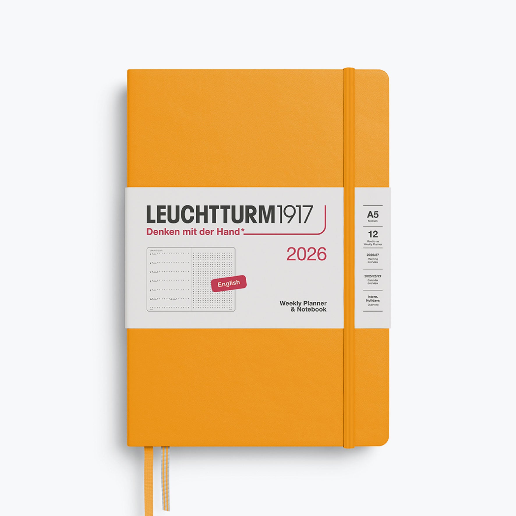 Leuchtturm1917 - 2026 Diary - Weekly Notebook - Dotted - A5 - Rising Sun