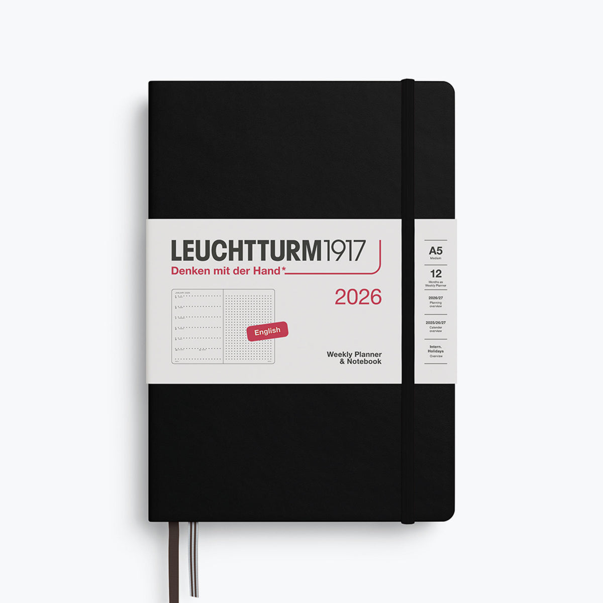 Leuchtturm1917 - 2026 Diary - Weekly Notebook - Dotted - A5 - Black