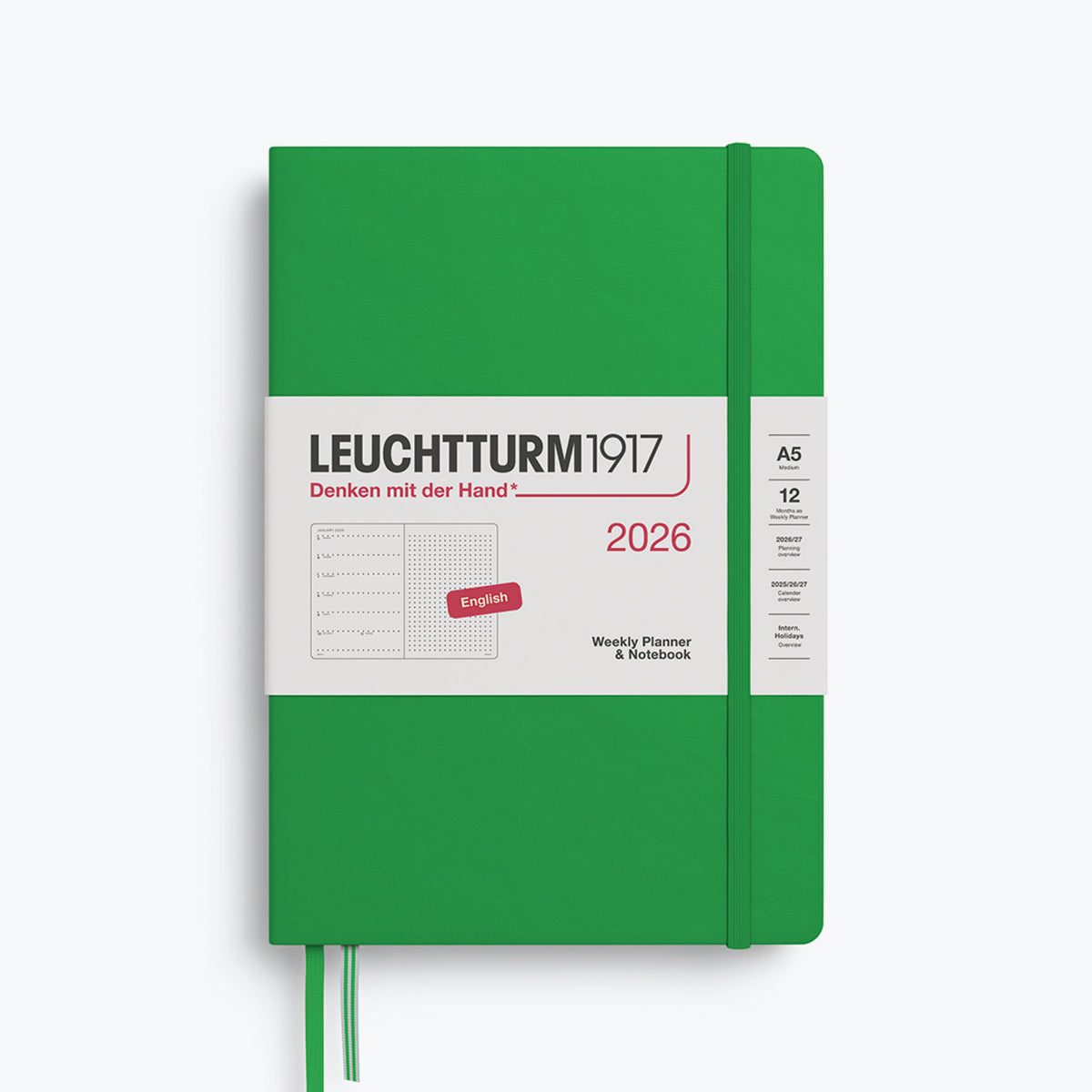 Leuchtturm1917 - 2026 Diary - Weekly Notebook - Dotted - A5 - Spring Leaf
