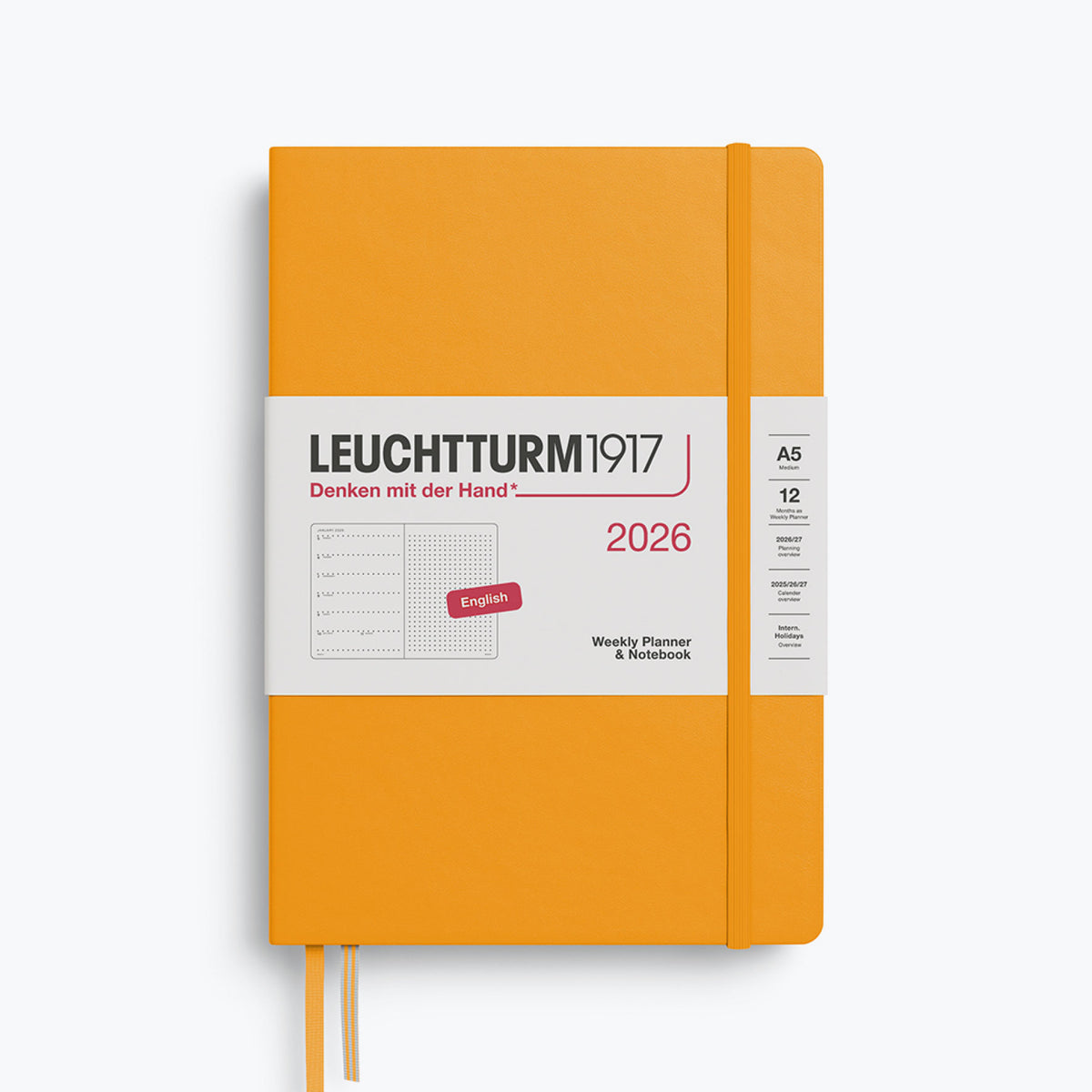 Leuchtturm1917 - 2026 Diary - Weekly Notebook - Dotted - A5 - Rising Sun