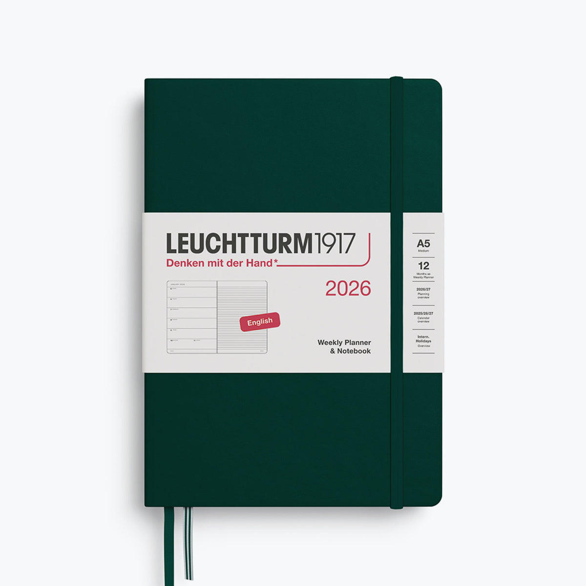 Leuchtturm1917 - 2026 Diary - Weekly Notebook - A5 - Forest Green (Hard)