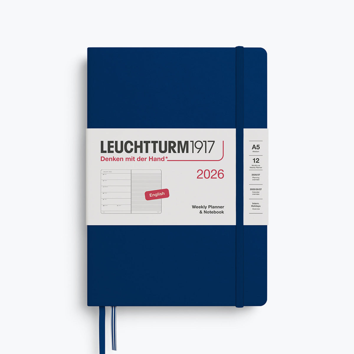 Leuchtturm1917 - 2026 Diary - Weekly Notebook - A5 - Navy (Hard)