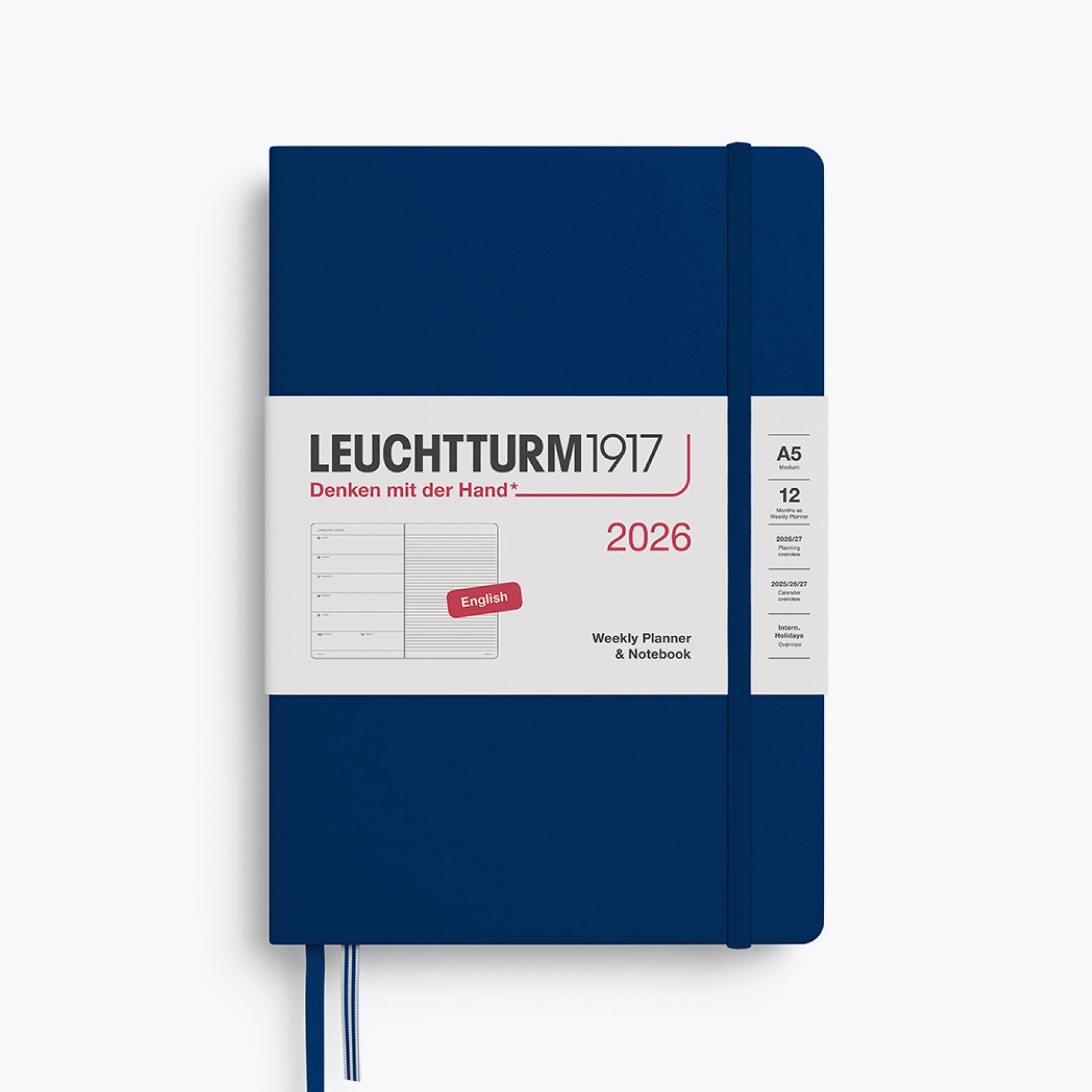 Leuchtturm1917 - 2026 Diary - Weekly Notebook - A5 - Navy (Hard)