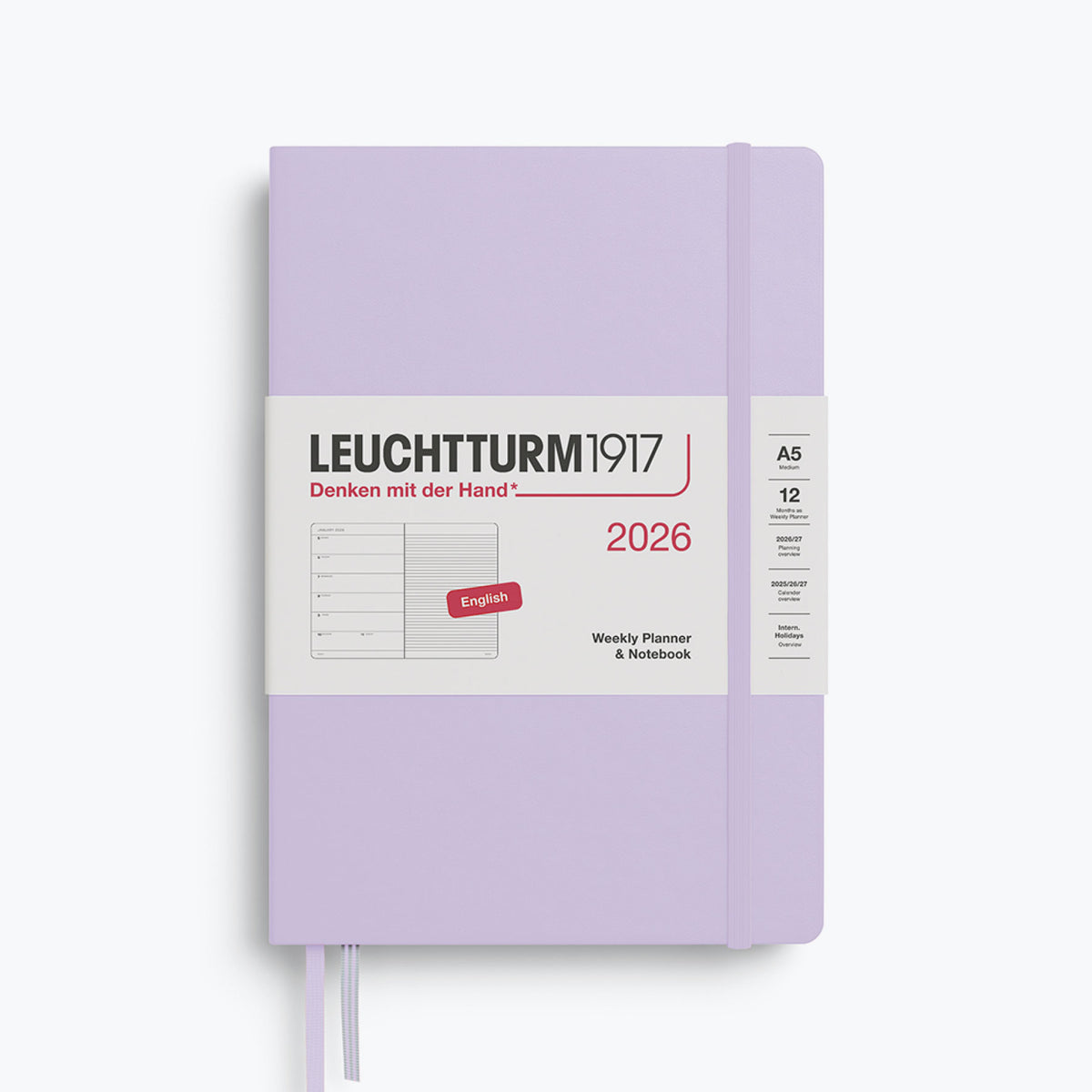 Leuchtturm1917 - 2026 Diary - Weekly Notebook - A5 - Lilac (Hard)