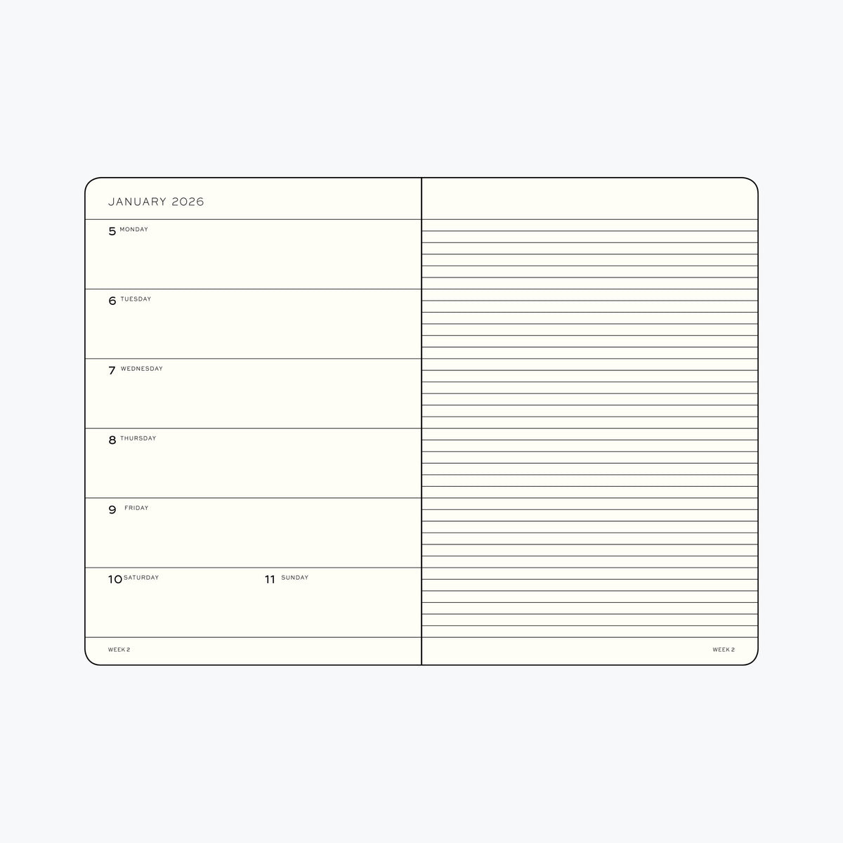 Leuchtturm1917 - 2026 Diary - Weekly Notebook - A5 - Navy (Hard)
