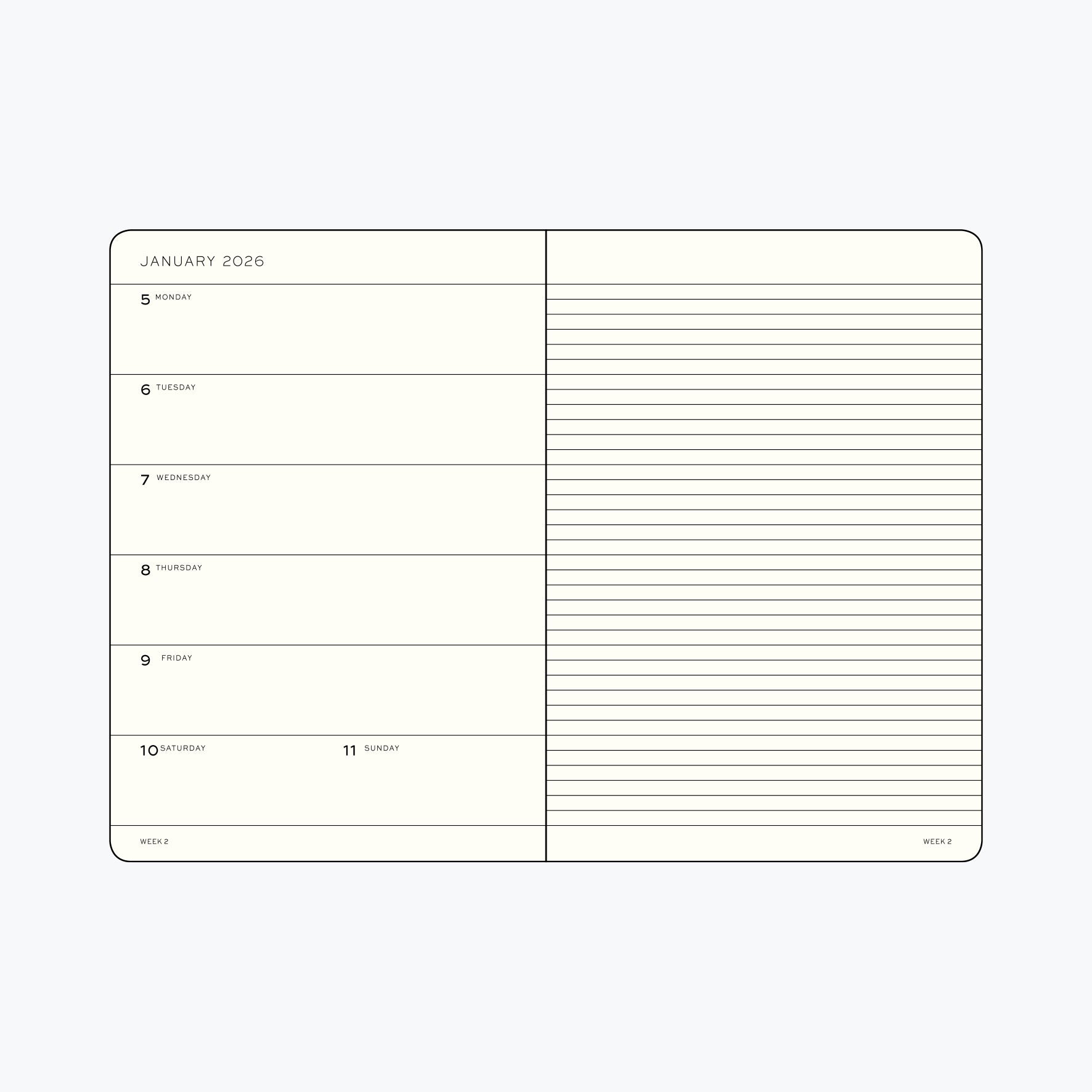 Leuchtturm1917 - 2026 Diary - Weekly Notebook - A5 - Ink (Hard)