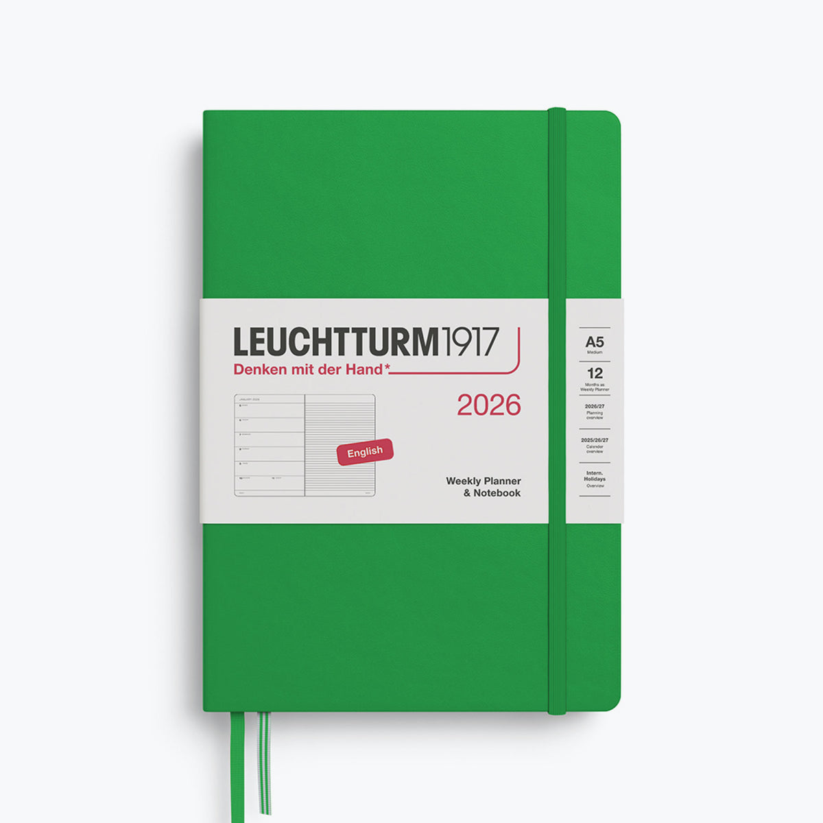 Leuchtturm1917 - 2026 Diary - Weekly Notebook - A5 - Spring Leaf (Hard)