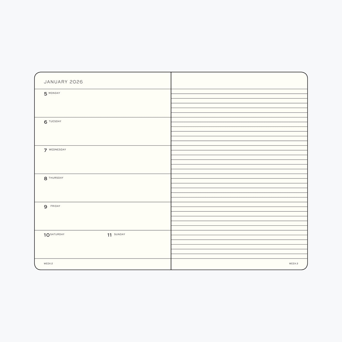 Leuchtturm1917 - 2026 Diary - Weekly Notebook - A5 - Spring Leaf (Hard)