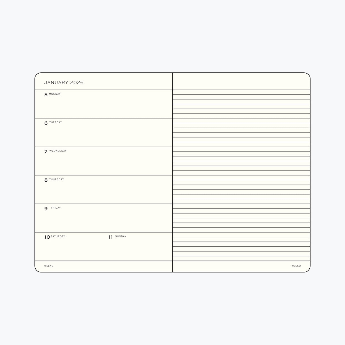 Leuchtturm1917 - 2026 Diary - Weekly Notebook - A5 - Deep Sea (Hard)