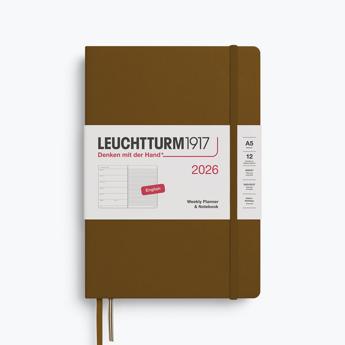 Leuchtturm1917 - 2026 Diary - Weekly Notebook - A5 - Spice Brown (Hard)