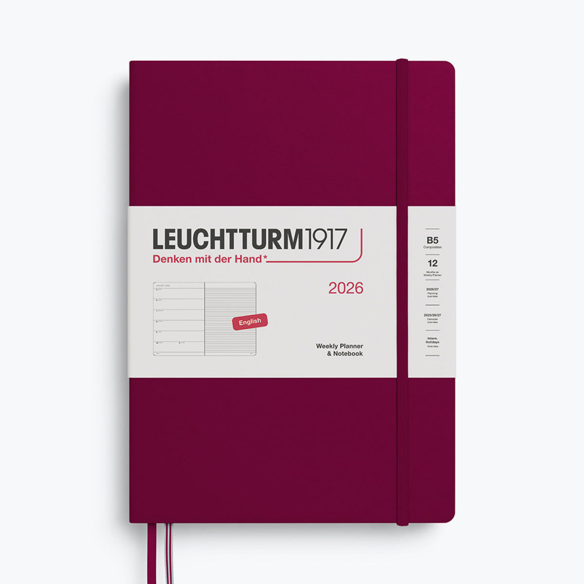 Leuchtturm1917 - 2026 Diary - Weekly Notebook - B5 - Port Red