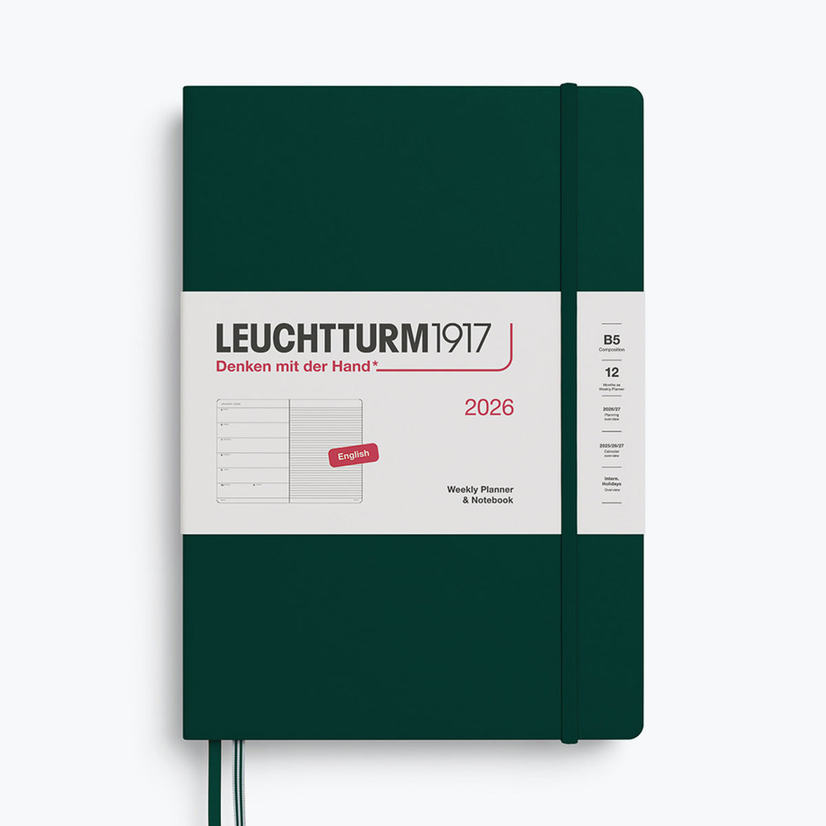Leuchtturm1917 - 2026 Diary - Weekly Notebook - B5 - Forest Green