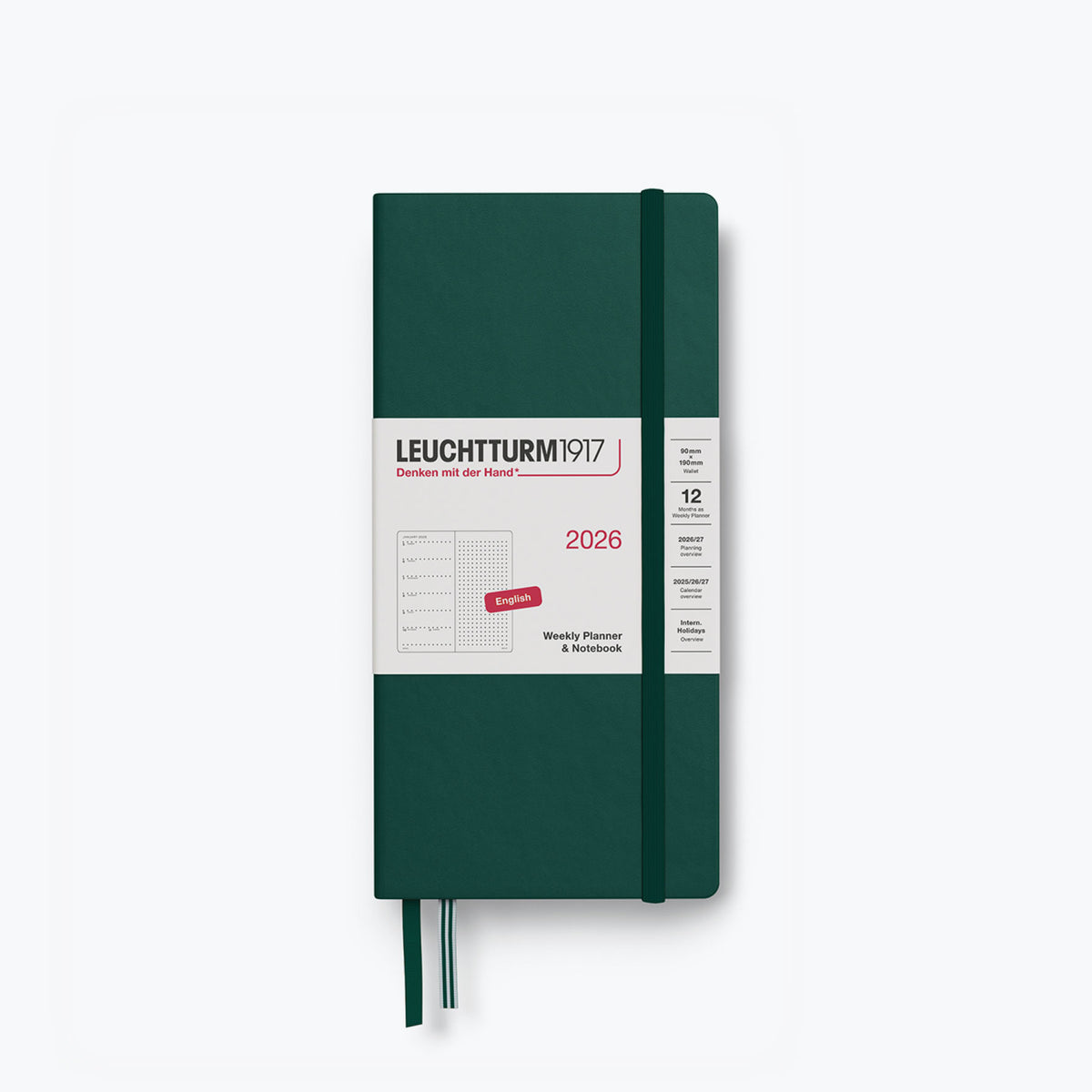 Forest Green Leuchtturm1917 weekly dotted notebook in the Wallet format