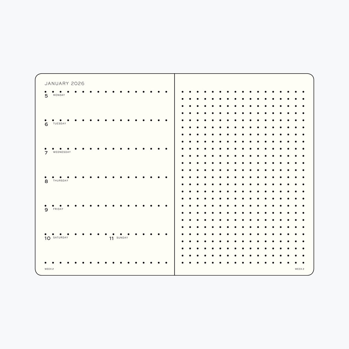 Leuchtturm1917 - 2026 Diary - Weekly Notebook - Dotted - Wallet - Forest Green